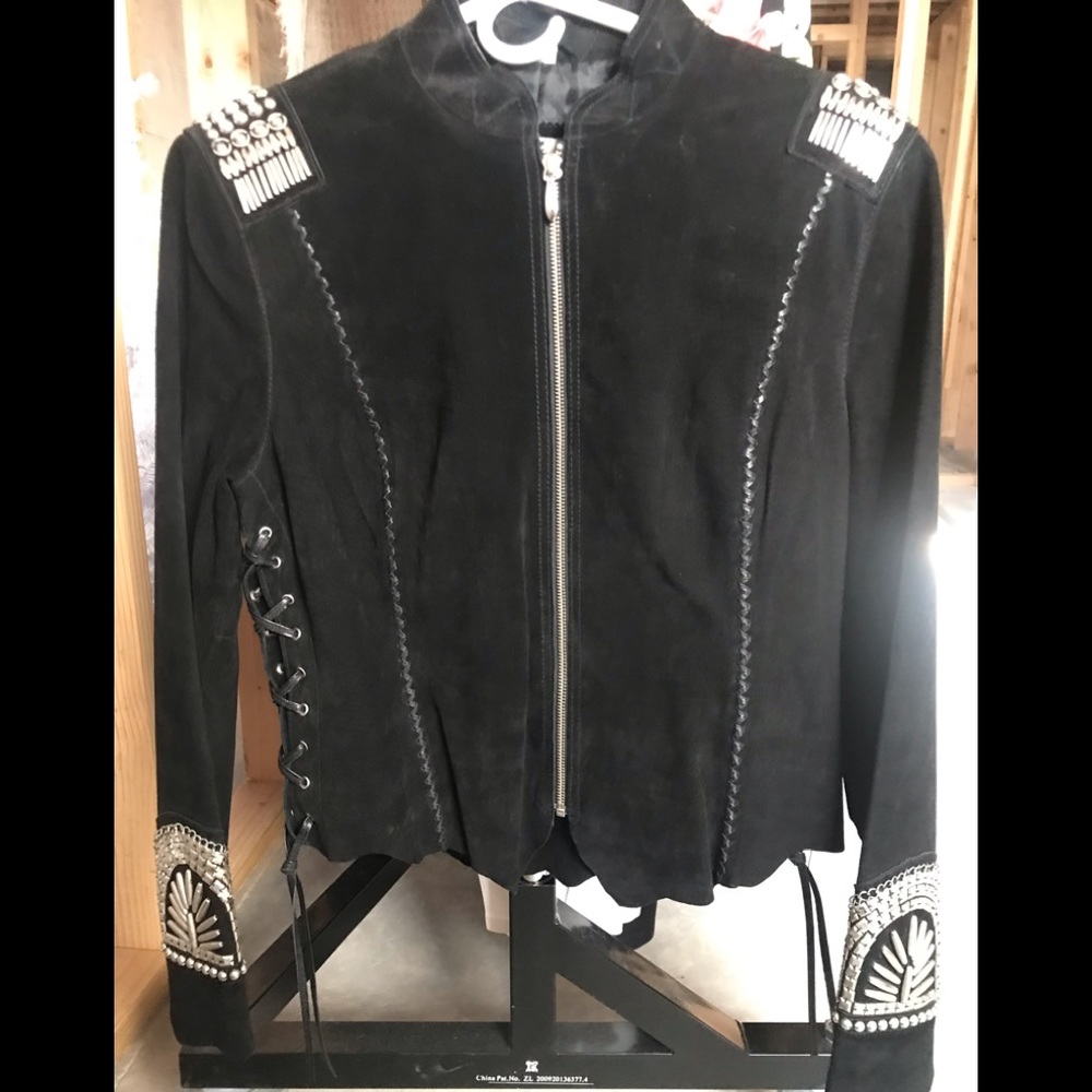 Cripple Creek black suede studded jacket